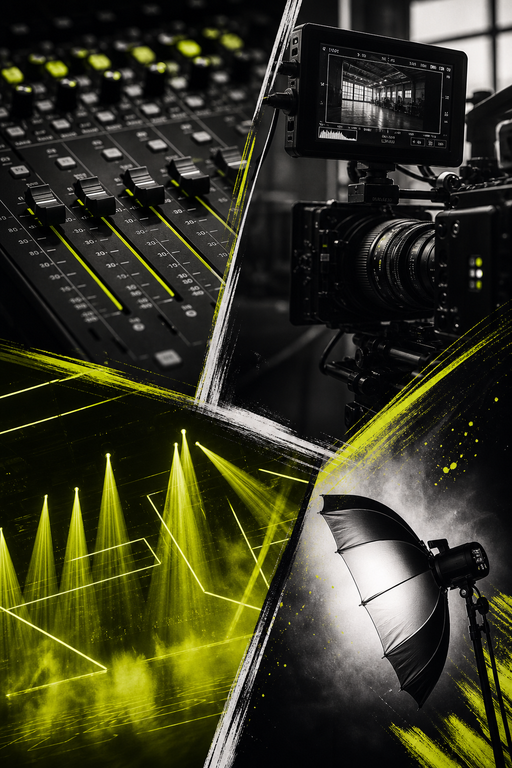 FLASHBANG STUDIO heli, video, valguse ja foto visuaalne kollaaž
